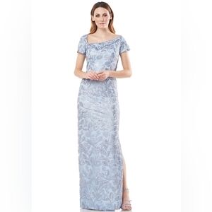 JS Collections Julia Cap Sleeve Column Gown 16 NWT LT Blue